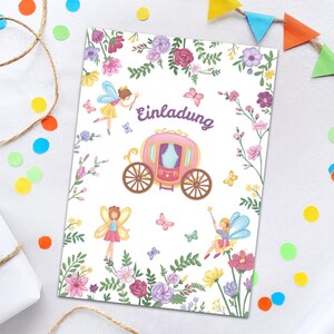Einladungskarten zum Kindergeburtstag Feen Prinzessin für Mädchen Geburtstagseinladungen Einladungen Geburtstag Taufe Kommunion Tiere