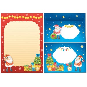 Briefpapier-Set Weihnachten Briefblock mit Umschlägen Kinder Weihnachtsbriefpapier Mädchen Jungen (Block A5 mit 25 Blätter + 15 Umschläge)
