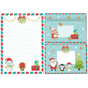 Briefpapier-Set Weihnachten Briefblock mit Umschlägen Kinder Weihnachtsbriefpapier Mädchen Jungen (Block A5 mit 25 Blätter + 15 Umschläge)