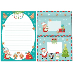Briefpapier-Set Weihnachten Briefblock mit Umschlägen Kinder Weihnachtsbriefpapier Mädchen Jungen (Block A5 mit 25 Blätter + 15 Umschläge)
