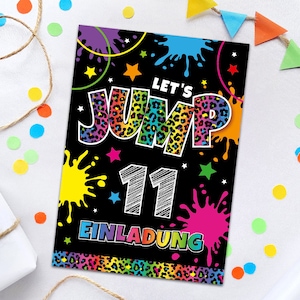 Einladungskarten zum 11. Kindergeburtstag Jump Trampolin Einladungen zum elften Geburtstag Mädchen Motto-Party Geburtstagseinladungen