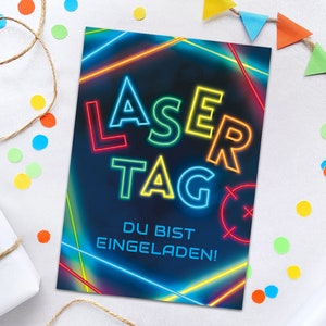 Einladungskarten zum Geburtstag Kindergeburtstag Lasertag Laser Tag für Mädchen Jungen Einladungen Lasertag-Party Erwachsene Männer Frauen