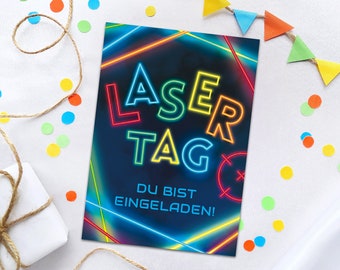 Einladungskarten zum Geburtstag Kindergeburtstag Lasertag Laser Tag für Mädchen Jungen Einladungen Lasertag-Party Erwachsene Männer Frauen