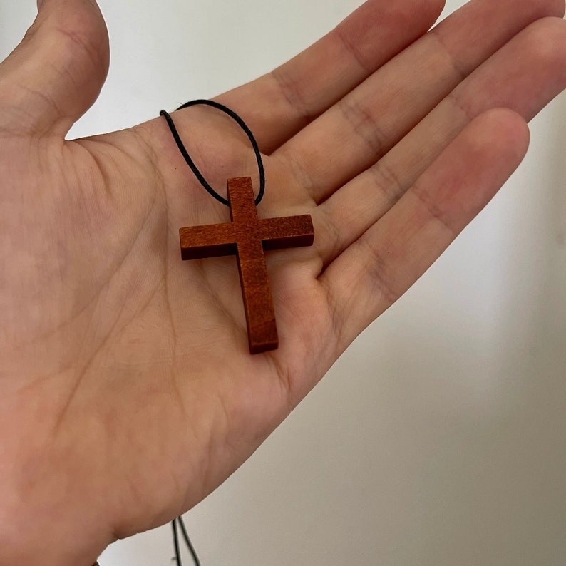 Simple Handmade Christian Wooden Cross Necklace Natural Walnut Etsy