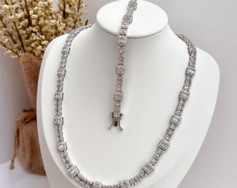 Cluster Baguette set | Stainless Steel | 14k Gold Plated and Silver
