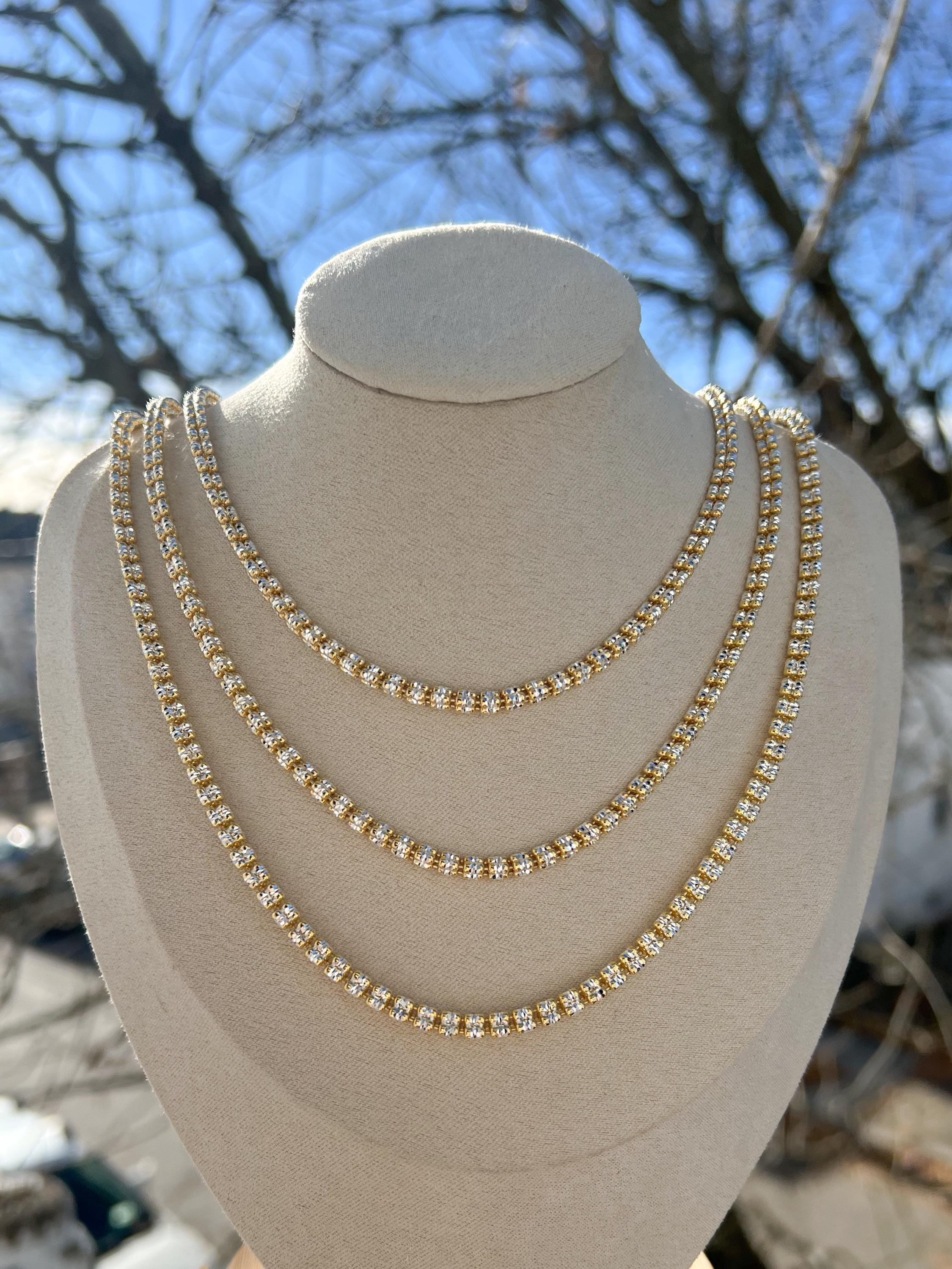 Italian Ice Link Chain | 925 Sterling Silver Chain | 14k Gold Plated Chain | Trendy Chain