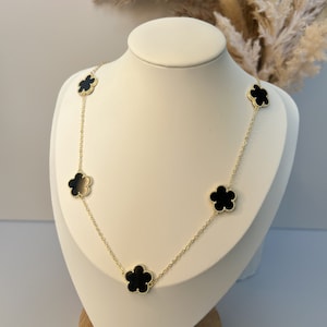 5 Clover Necklace | 925 Sterling Silver Necklace | 14k Gold Plated Necklace | Black Clover | Pearl Clover