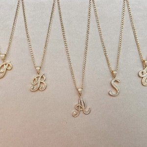 Custom Initial Letter Name Cuban Chain  | 925 Sterling Silver Necklace | 14k Gold Plated Necklace | Elegant Necklace