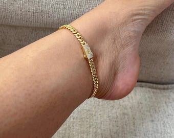 Baby Monaco Anklet | 14k Gold Plated Anklet | Stainless Steel Anklet | Luxury Anklet