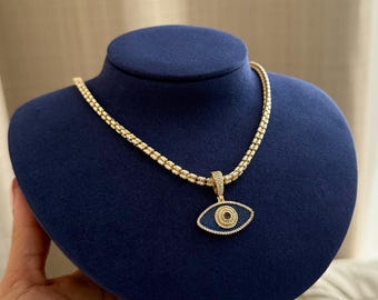 Evil Eye Ice Chain | 925 Sterling Silver chain | 14k Gold Plated Necklace | Minimalist Necklace | Trendy Chain