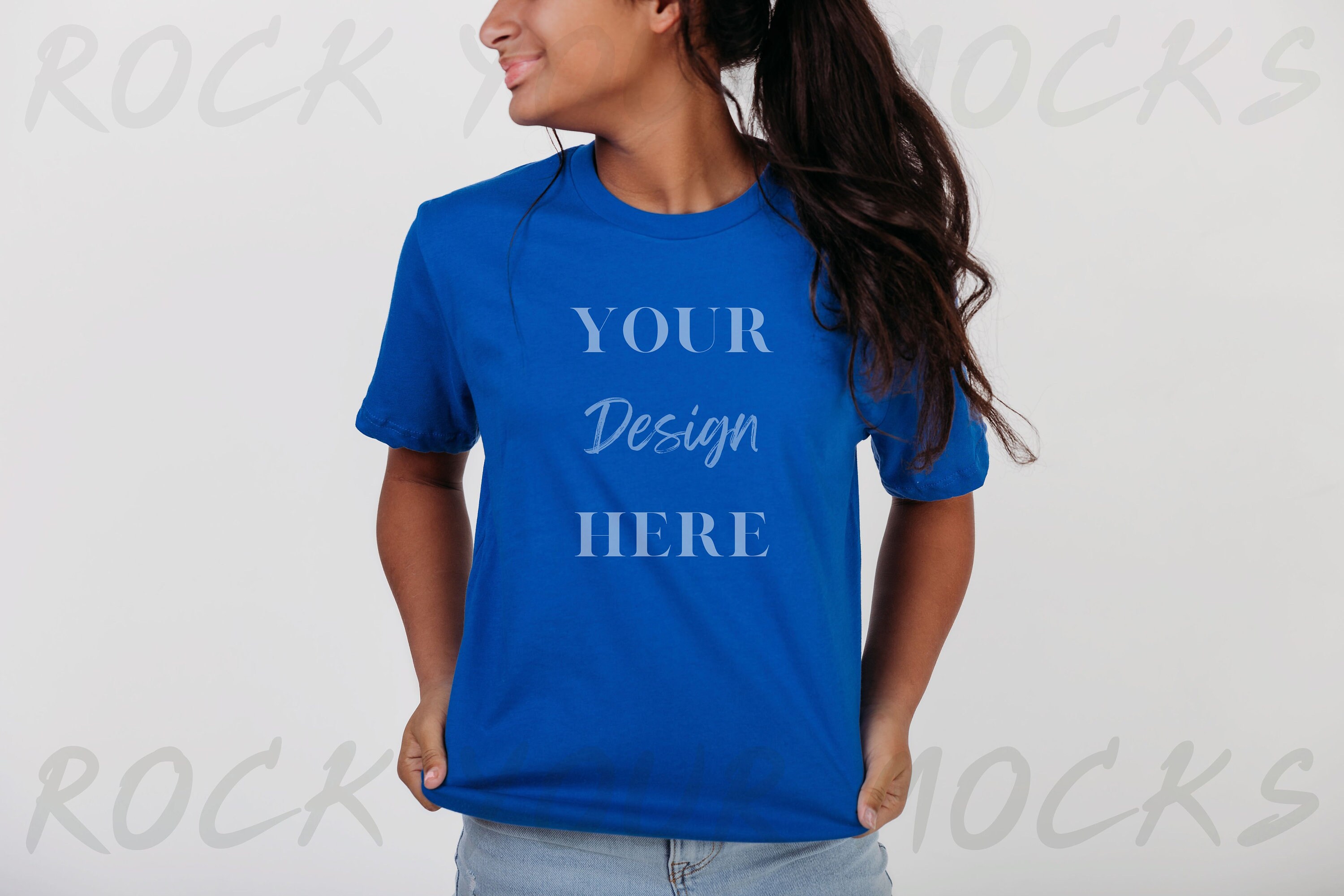 royal blue black and white graphic tee