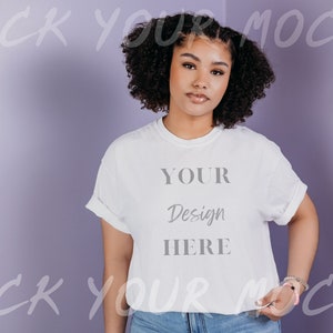 Comfort Colors C1717, White Shirt Mockup | Black Model Mockup | White Comfort Colors C1717 Mockup for POD or Printify