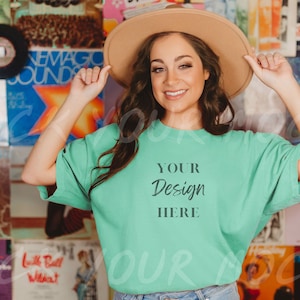 Island Reef Comfort Colors C1717 Mockup | Model Mockup | Island Reef Comfort Colors C1717 Shirt Mockup for Shirt Designers