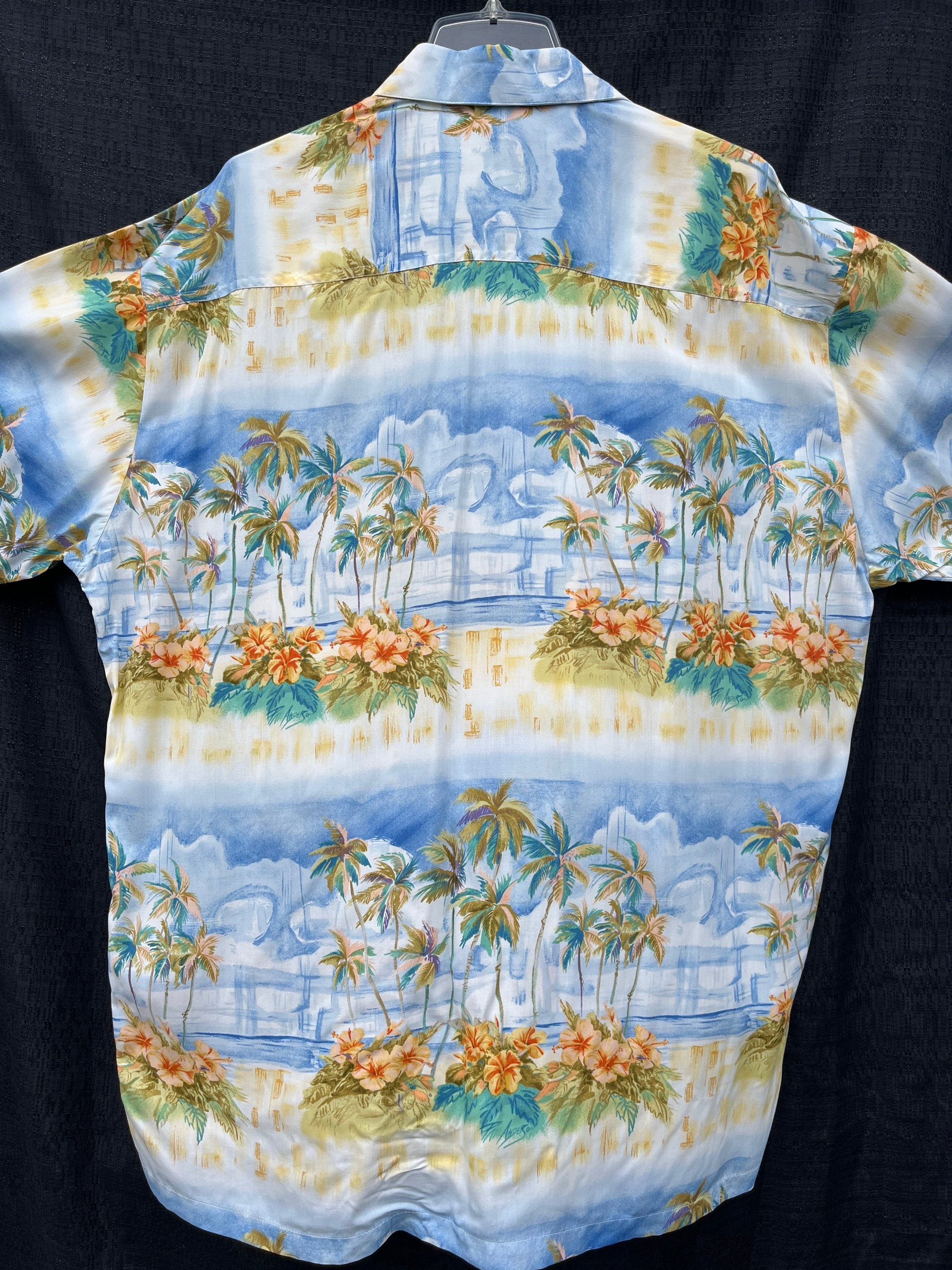 Chemise Hawaïenne Kahala Homme - Taille L, Motifs Poissons Palmiers, Coton, Occasion