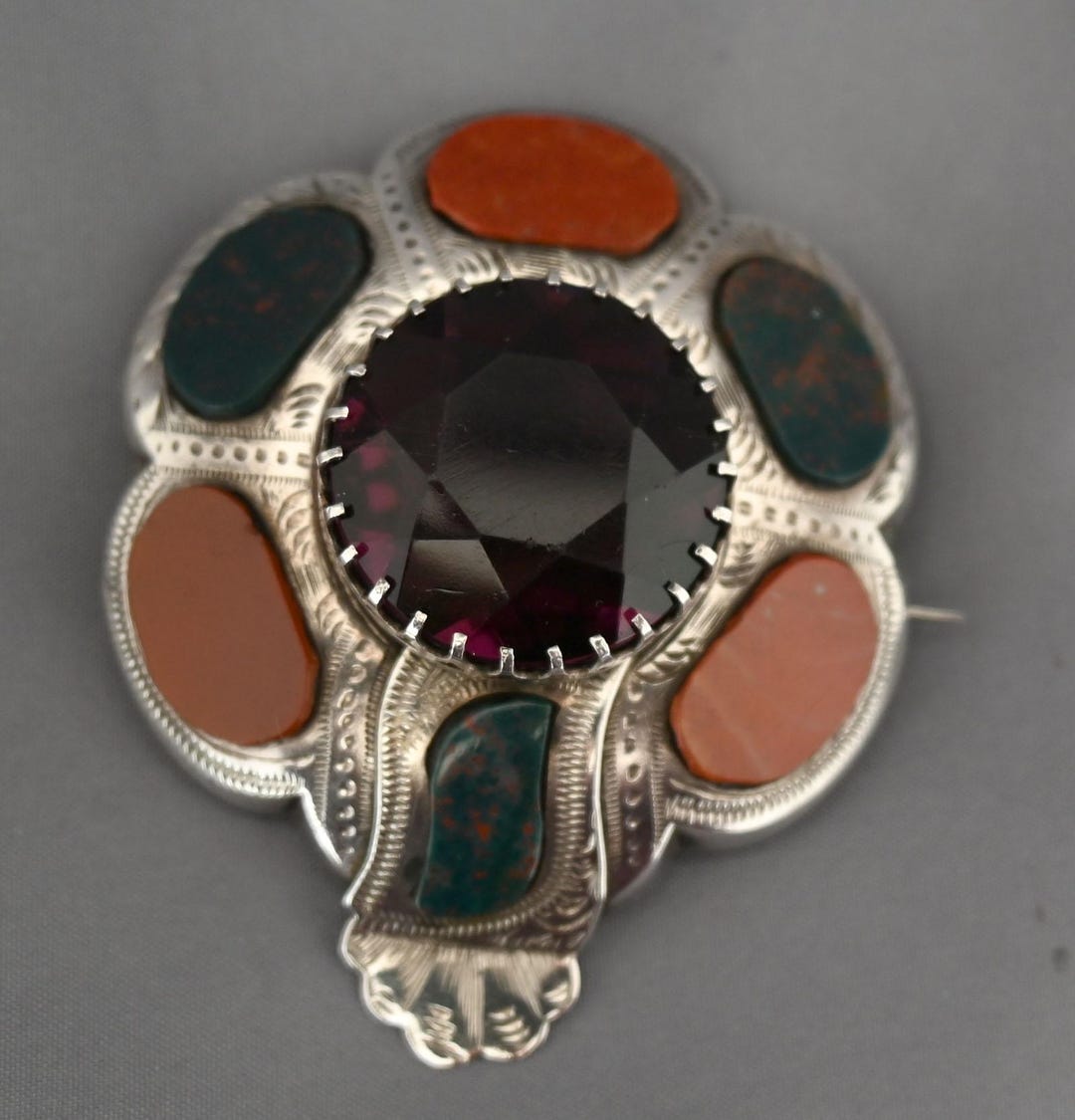 Victorian Scottish Pebble Jewelry Brooch Sash Pin Etsy