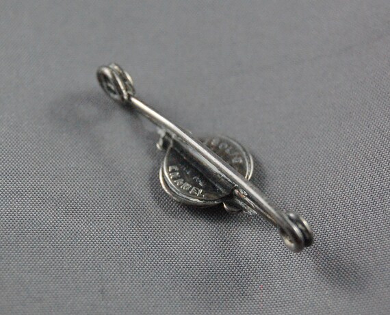 Art Nouveau Safety Pin Brooch Enamel Sterling Eng… - image 4