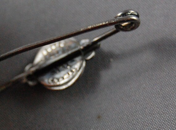 Art Nouveau Safety Pin Brooch Enamel Sterling Eng… - image 7