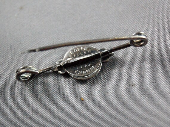 Art Nouveau Safety Pin Brooch Enamel Sterling Eng… - image 5