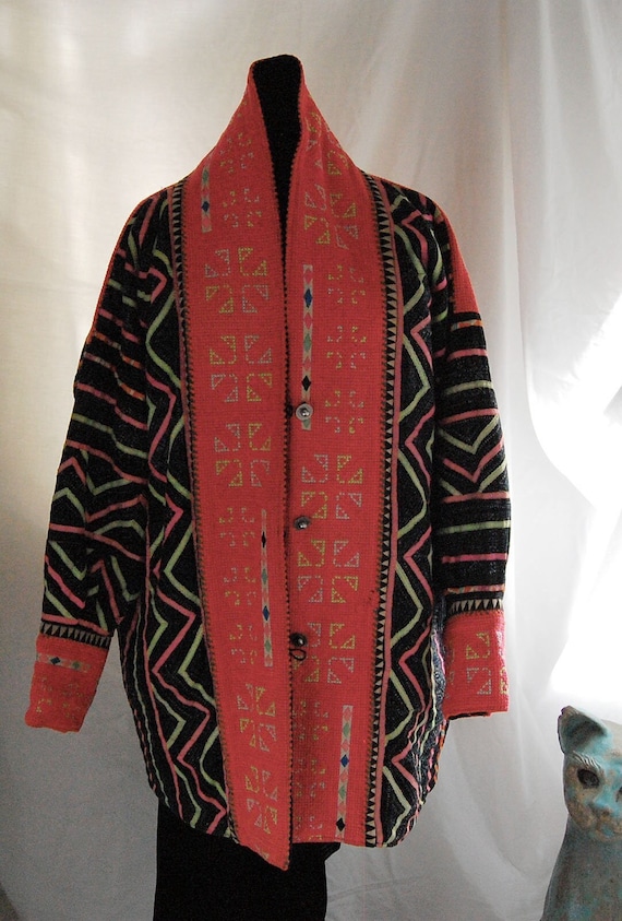 Ethnic Hmong Chinese Miao Overcoat Embroidered App