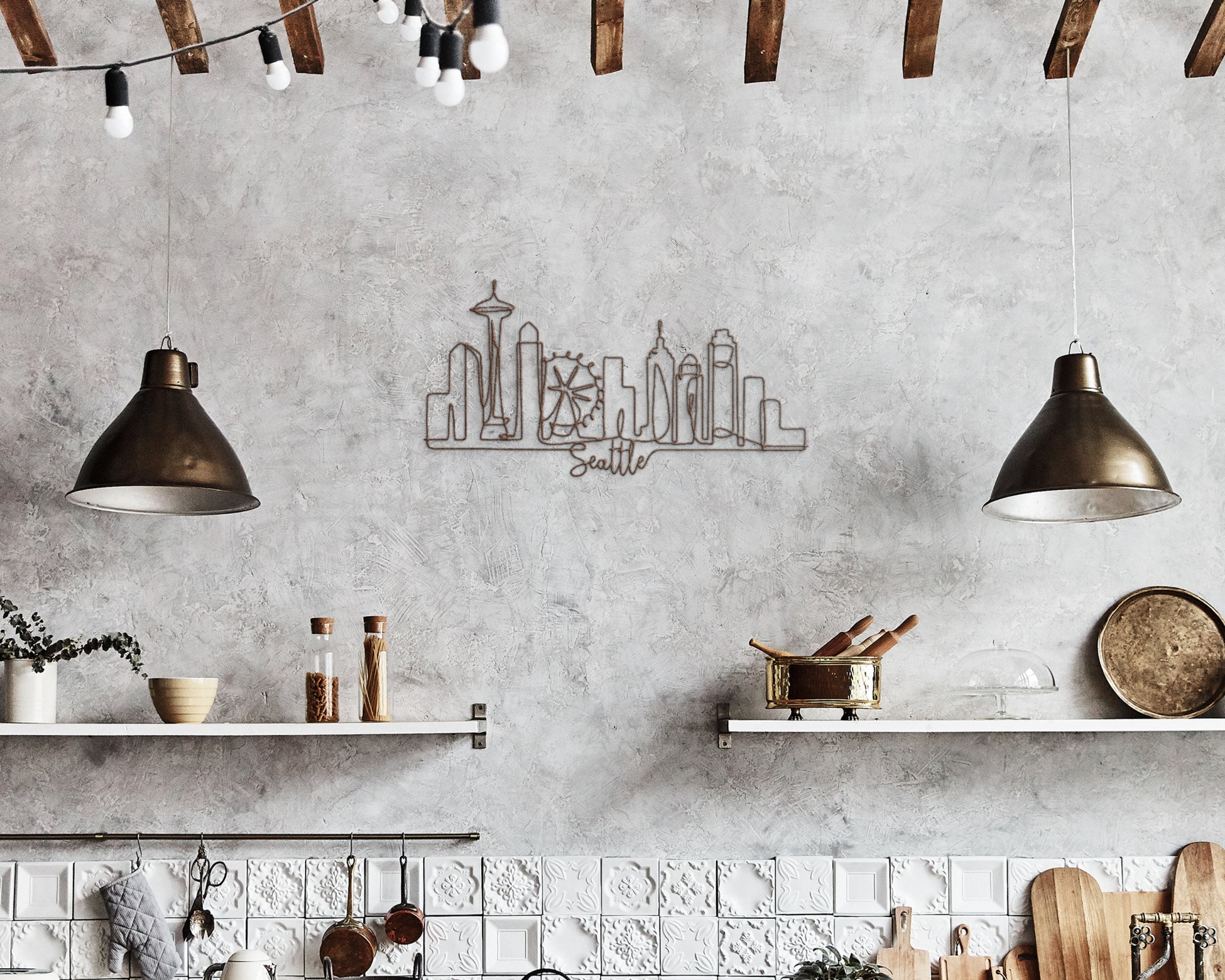 Seattle Metal Wall Art Seattle Skyline Metal Decor Seattle Etsy