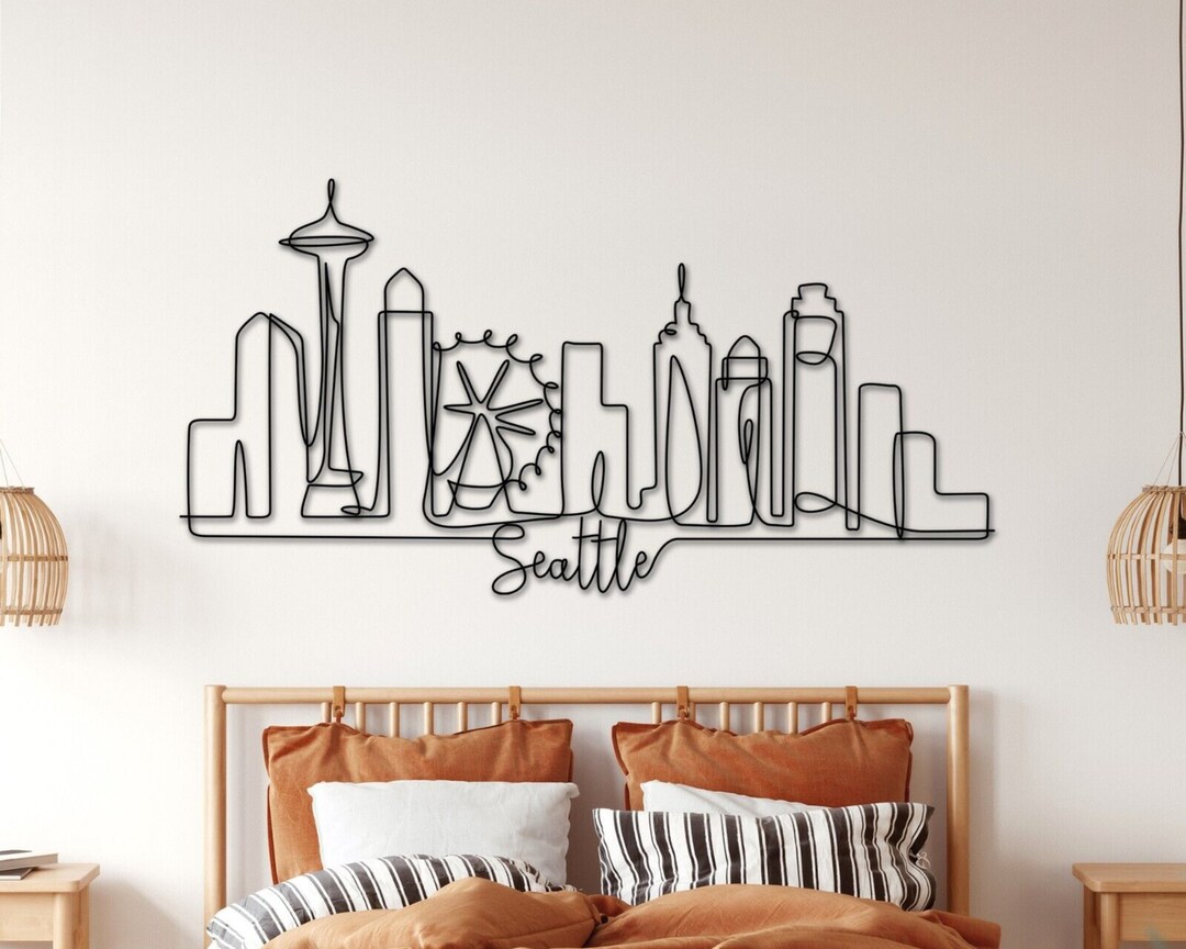Seattle Metal Wall Art Seattle Skyline Metal Decor Seattle Etsy