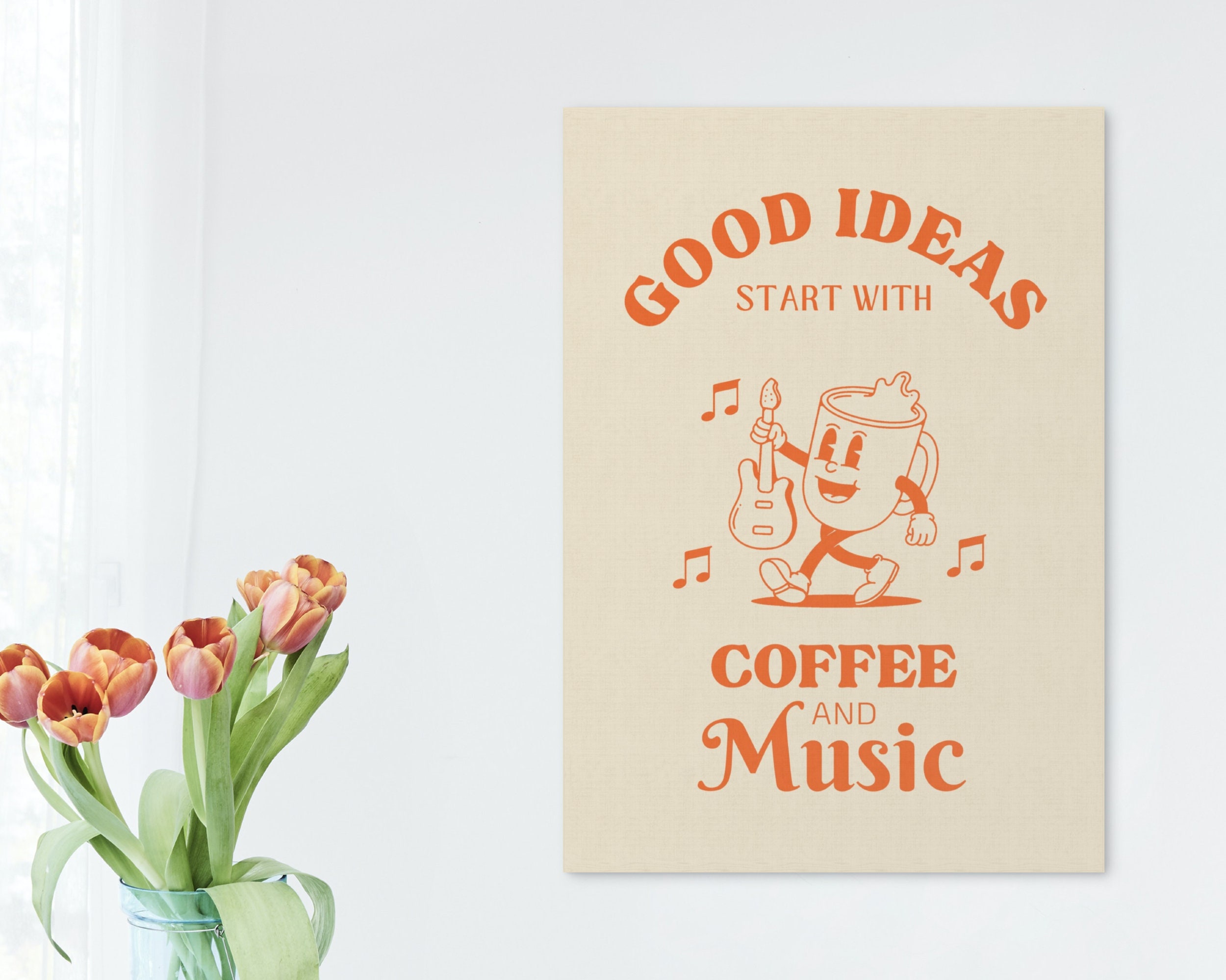 Retro Coffee Wall Art Set of 2 Prints Coffee Retro Quote Wall Etsy