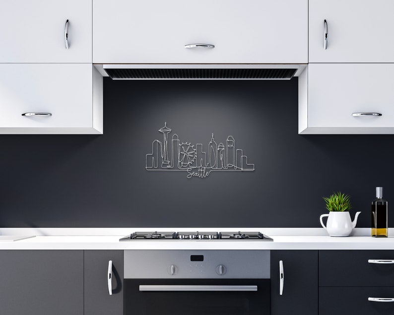 Seattle Metal Wall Art Seattle Skyline Metal Decor Seattle Etsy