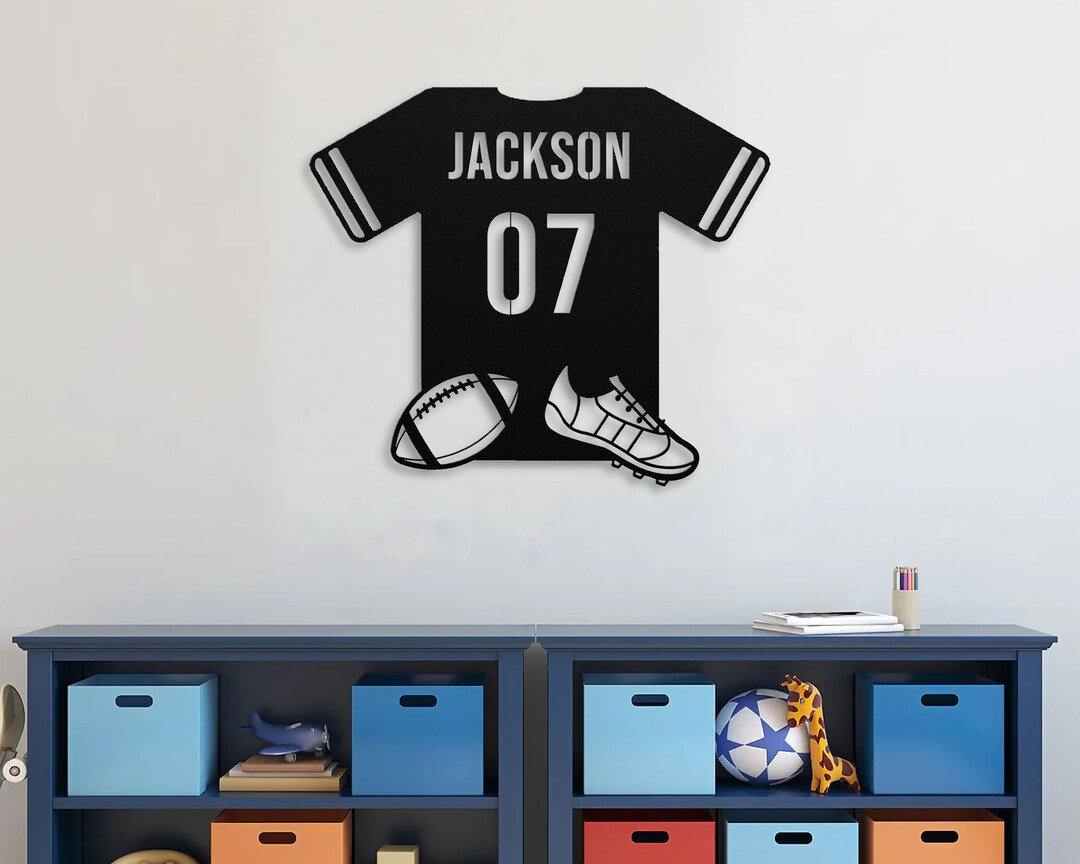 Football Name Sign Custom Football Jersey Sign Personalized Etsy