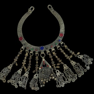 Kuchi Afghan, Vintage  handmade,Neck Torque hanging dangles, Chain and bells,