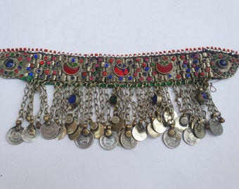 Vintage Afghan Kuchi Belt: Turkman Hanging Beads, Tribal Ornament Accessories | Vintage Afghan Kuchi Belt Turkman Hanging  main image 4