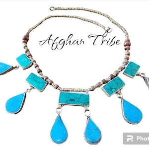 Kuchi Afghan Tribal Vintage handmade Turquoise Necklace.