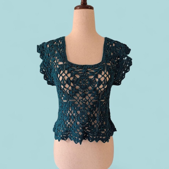 Crochet Pattern - Midnight Bloom Crochet Top