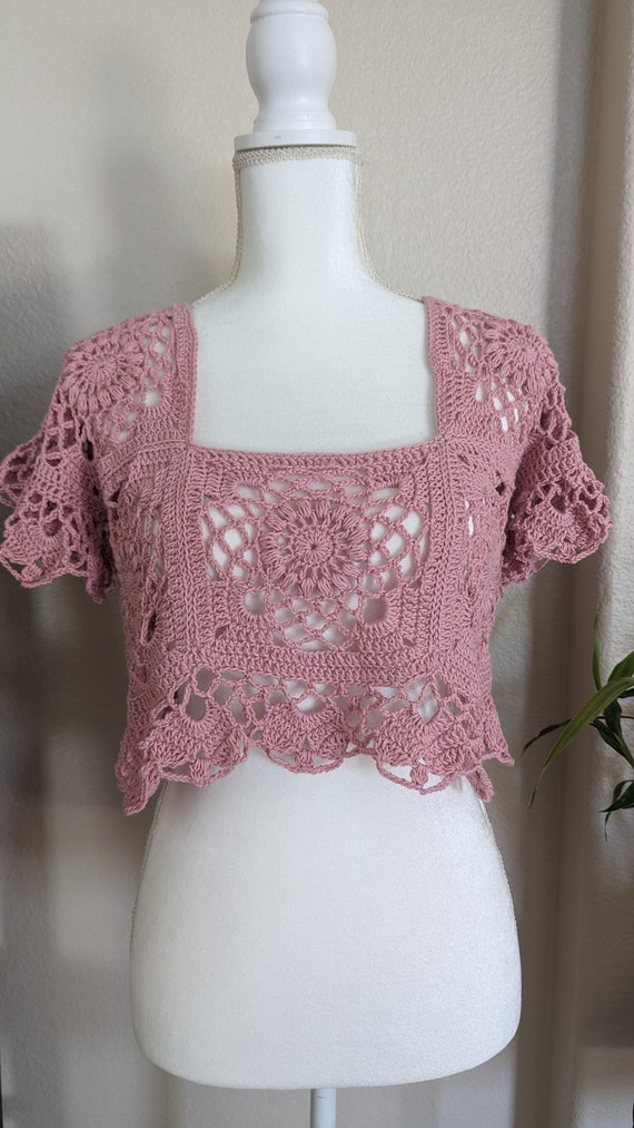 CROHET PATTERN - Pink Berries Crochet Lace Top
