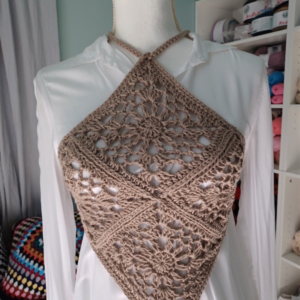 CROCHET PATTERN - Stone Beige Crochet Halter Top