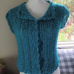 CROCHET PATTERN - Turquoise Crochet Vintage Lace Top