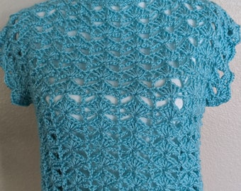 CROCHET PATTERN - Light Aqua Green Crochet Shell Stitch Top