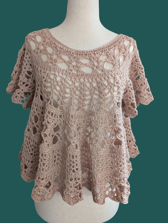 MADE TO ORDER - Desert Bloom Crochet Boho Babydoll Top