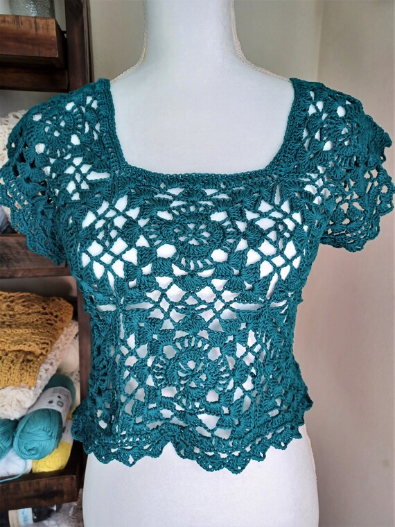 Made to Order - Midnight Bloom Crochet Top