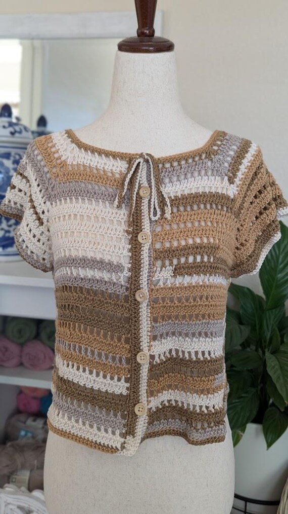 Made to Order - Mocha Stripse Crochet Top