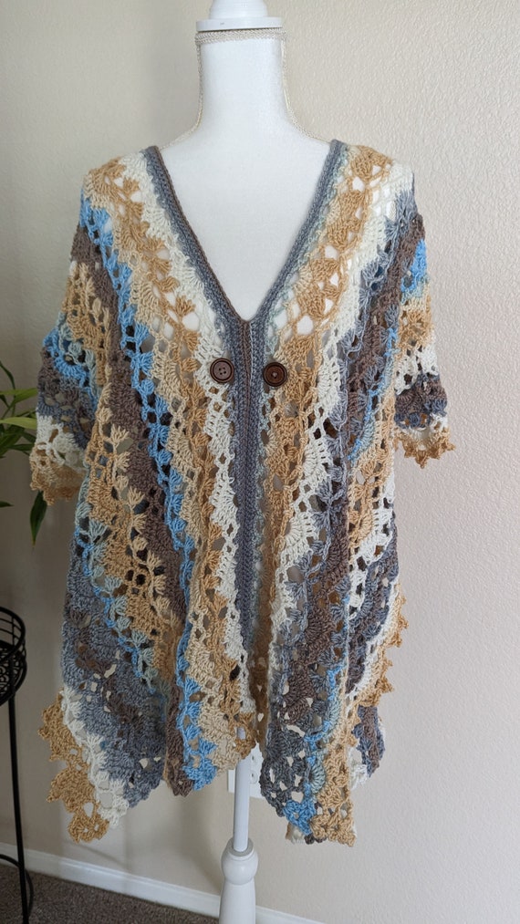 Made to Order -  Woodland Breeze Crochet Floral Lace Poncho