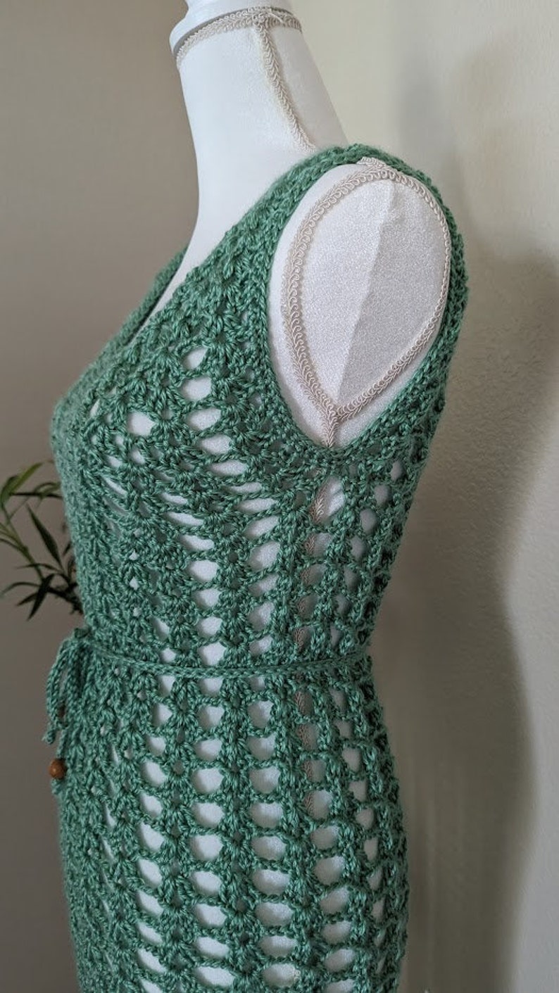 Crochet Waist Flounce Maxi Dress Light Green