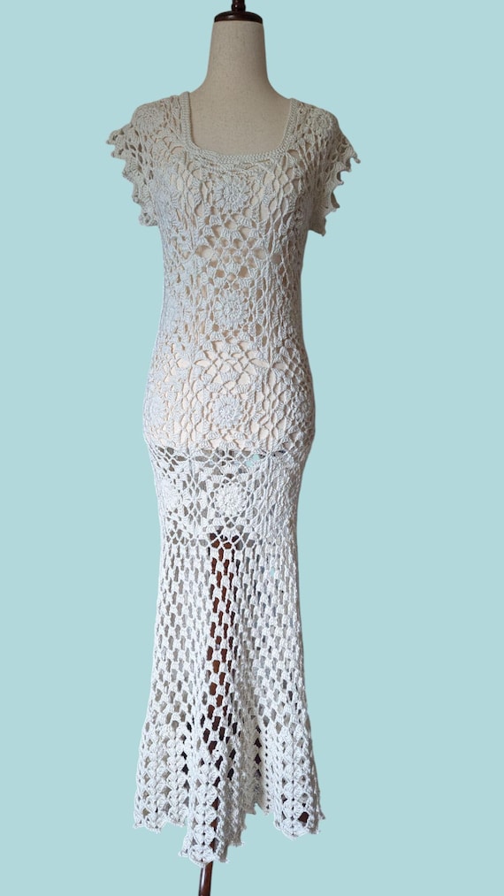 Made to Order - Vintage White Lace Dream Crochet Dress