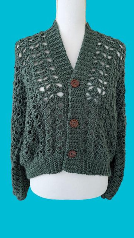Made to Order - Emerald Breeze Crochet Cardigan