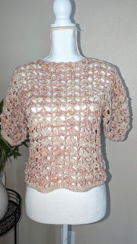 CROCHET PATTERN - Sand Dunes Crochet Mesh Pull-Over
