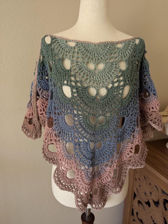 CROCHET PATTERN - Virus Poncho - Light Weight Lace Wrap