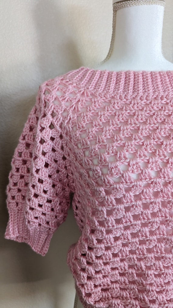 Made to Order - Light Pink Crochet Granny Stitch Pullover