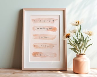 Affirmations for a Woman, Christian, Christian Affirmations, Wall Art, Home Decor, Wall Decor, Wall Hanging