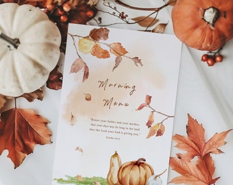 Morning Menu, Autumn Menu, Nature Themed, Poetry, Bible, Affirmation, Picture Study, Educational, Charlotte Mason