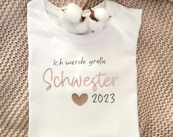 Große Schwester | Ich werde große Schwester | Big Sister | Schwester | Girl |Geschwister | Baby | Kindershirt | Schwangerschaftsverkündung