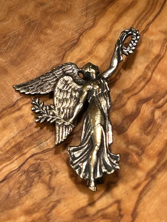 Stunning Sterling Silver Angel With Palm Frond Wreath Pin Angel Pin Gift for Her Antique Pin Etsy